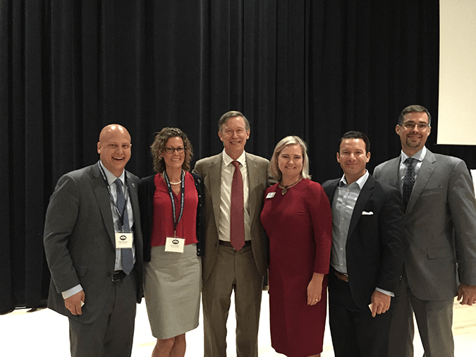 Leaders convened at the Reach Higher event at UCCS on June 14-16 to encourage students to complete their education past high school. From left are Eric Waldo, director of the White House's Reach Higher initiative; Julie Heinz of the U.S. Department of Edu