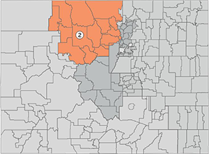 Colorado Congressional District Map showing District 2