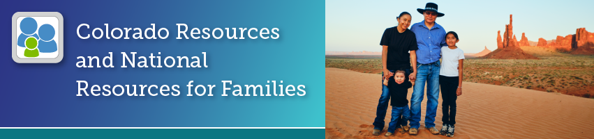 Page banner shows mother and father who are Native American with two children happy smiling and standing in a sandy desert location.