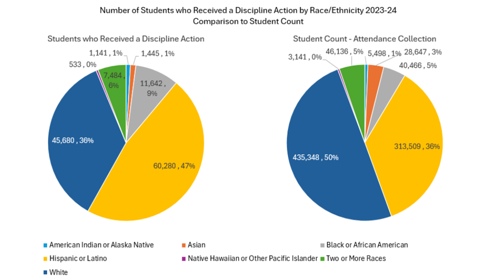 Number of Discipline Actions by Race Ethnicity 2023.24