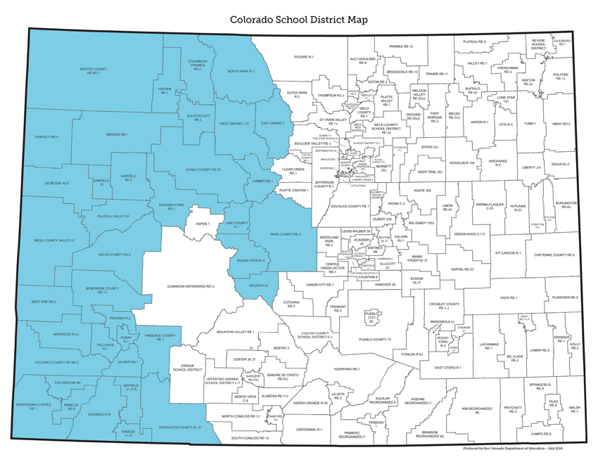 Educator Recruitment and Retention District West Map- this map shows the Western school districts assigned to an ERR Specialist