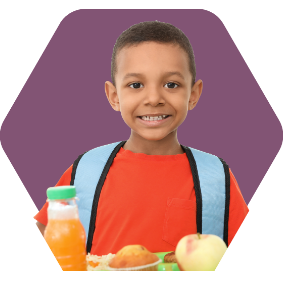 Child with healthy lunch